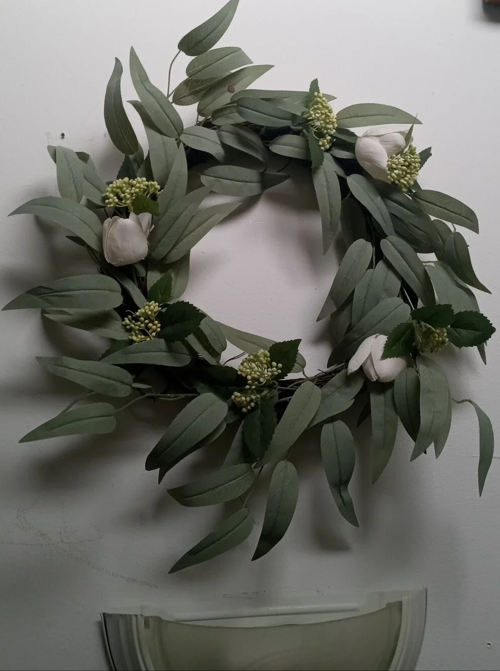 White Tulip Eucalyptus And Floral Wreath Bundle